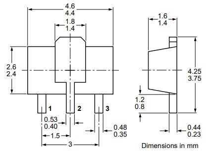 Mechanical Drawing - Nexperia PBSS5250X PNP Bipolar Transistor
